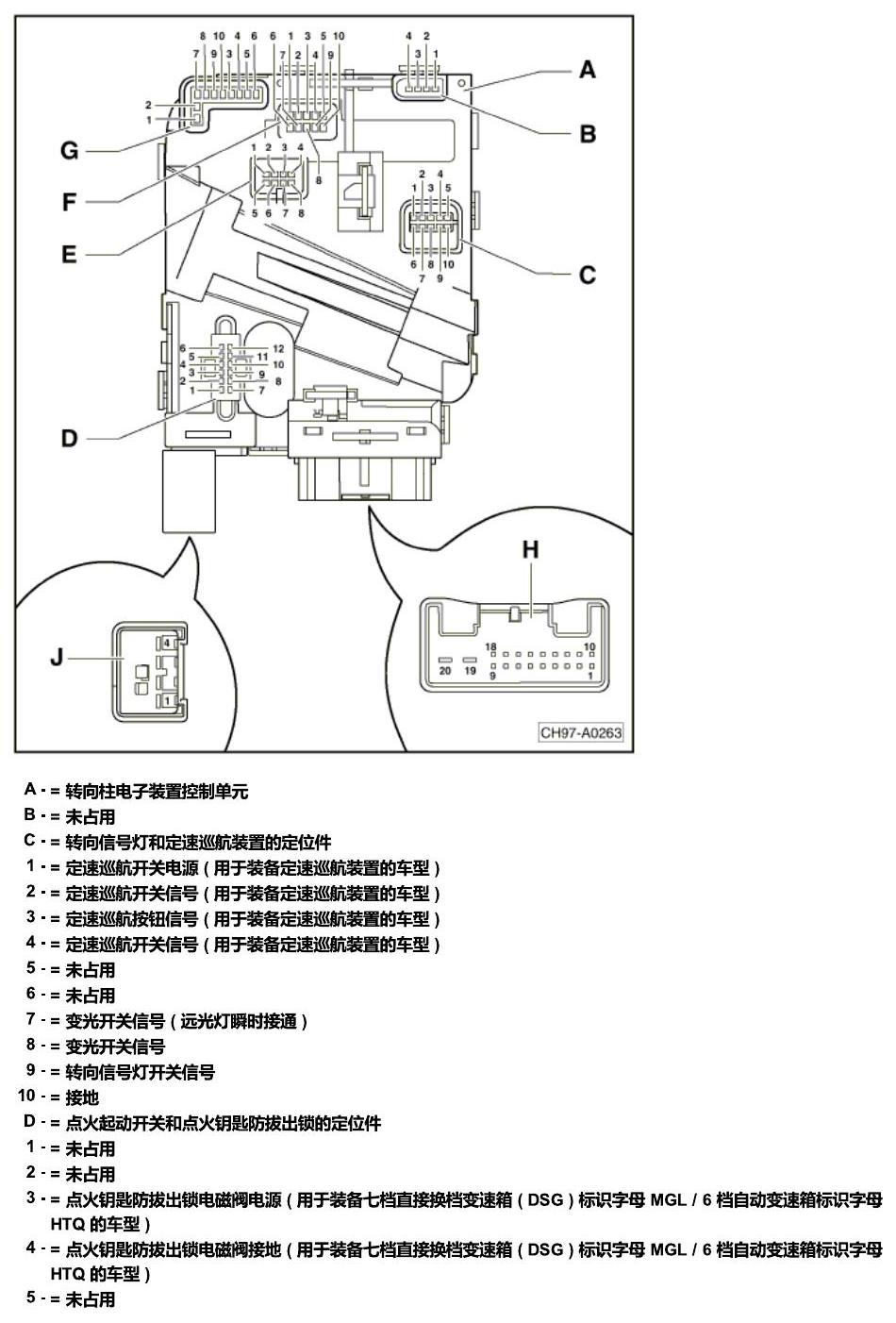 斯柯达明锐 控制单元及组合插座 电路图