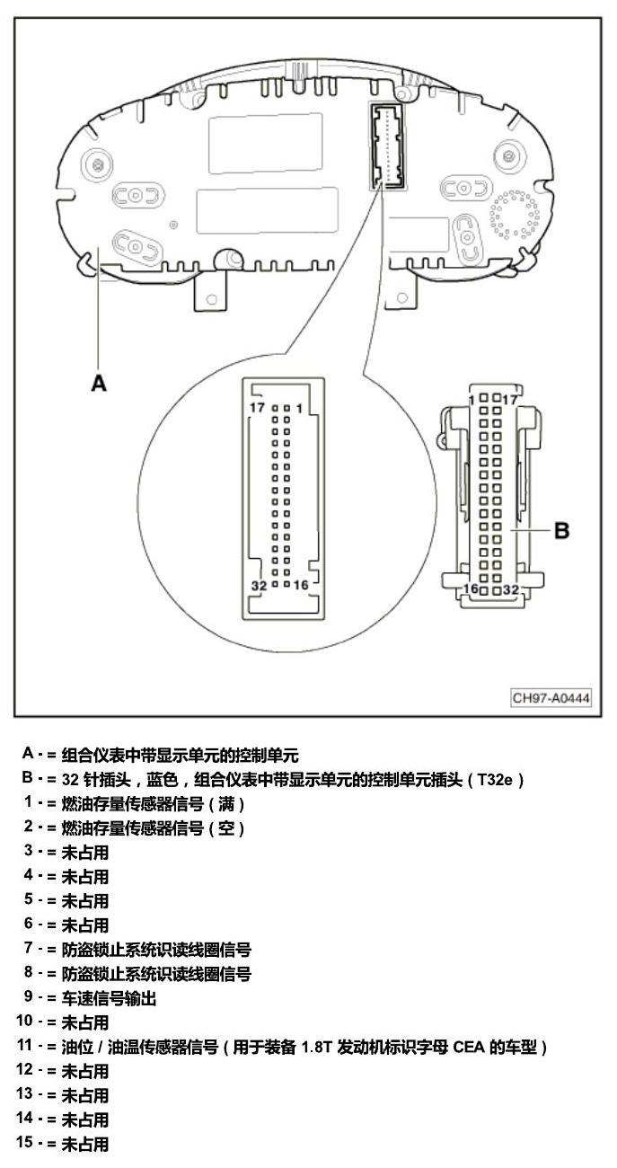 斯柯达明锐 控制单元及组合插座 电路图