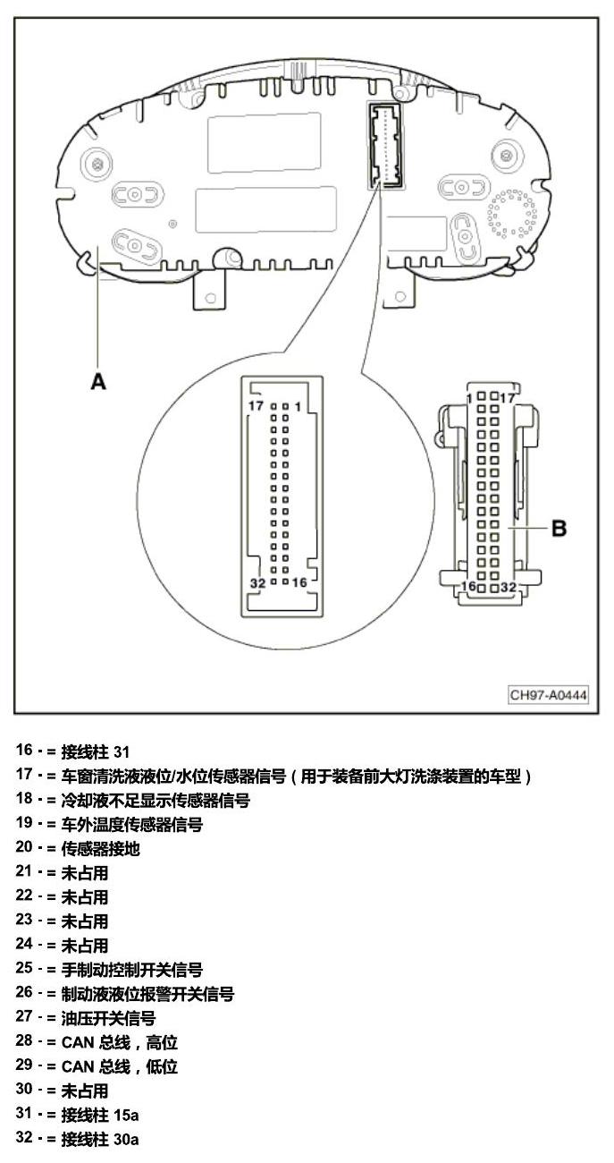 斯柯达明锐 控制单元及组合插座 电路图