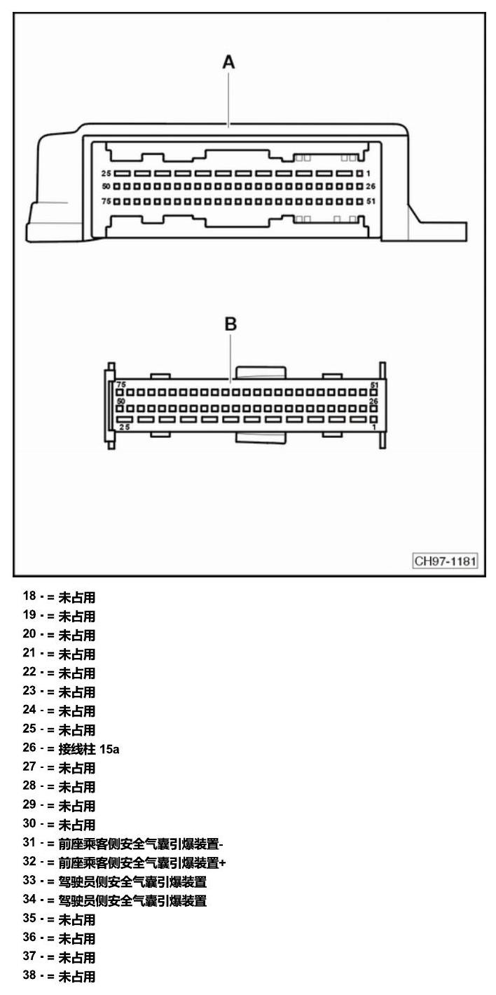 斯柯达明锐 控制单元及组合插座 电路图