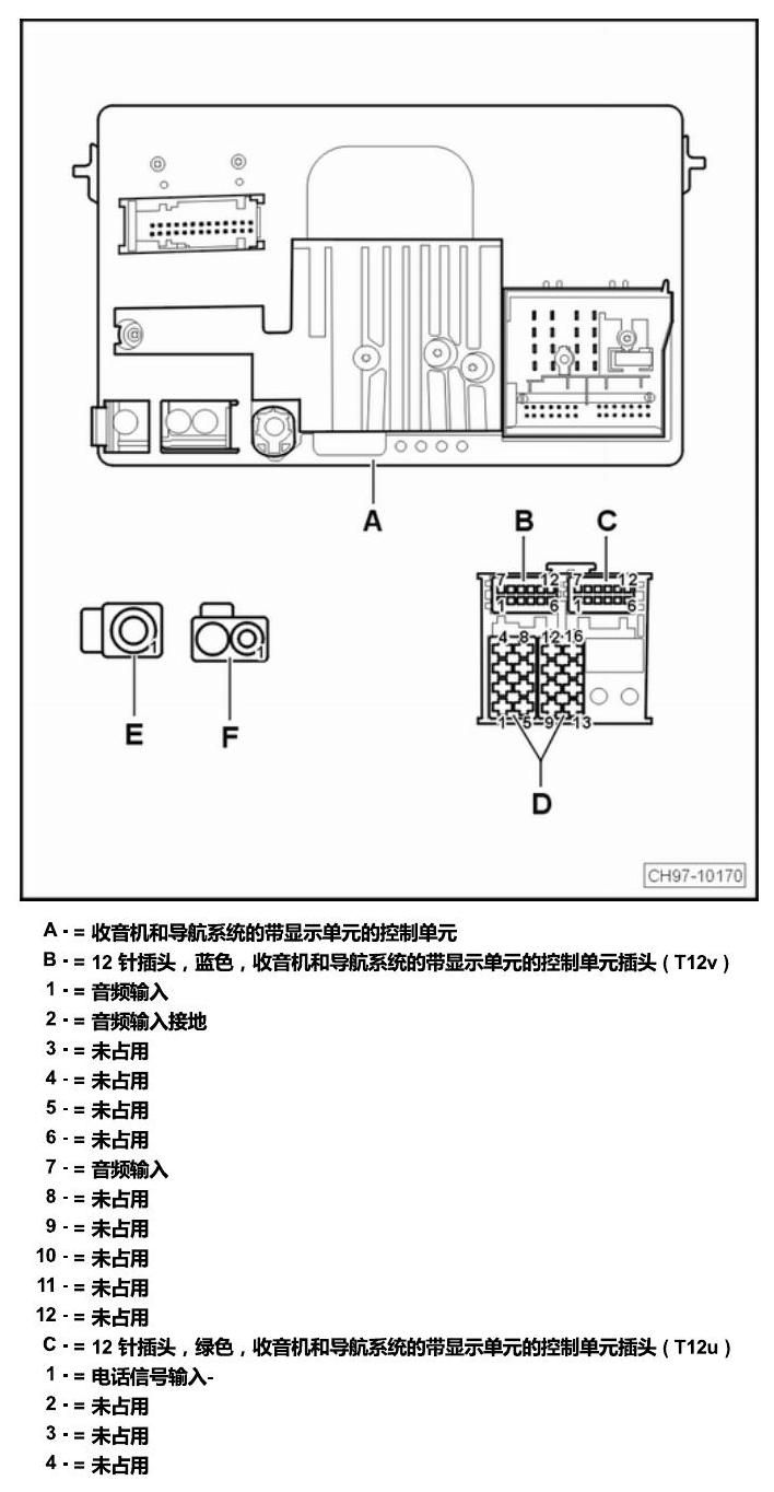 斯柯达明锐 控制单元及组合插座 电路图