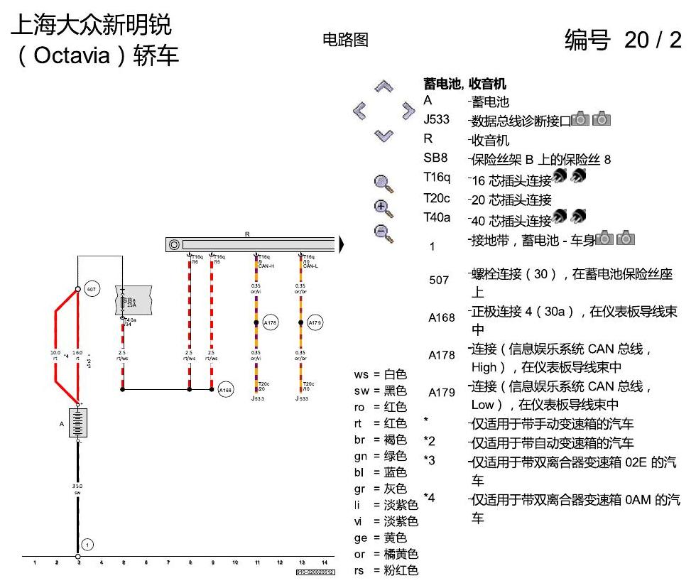 斯柯达明锐 收音机装置 RCD 510 电路图