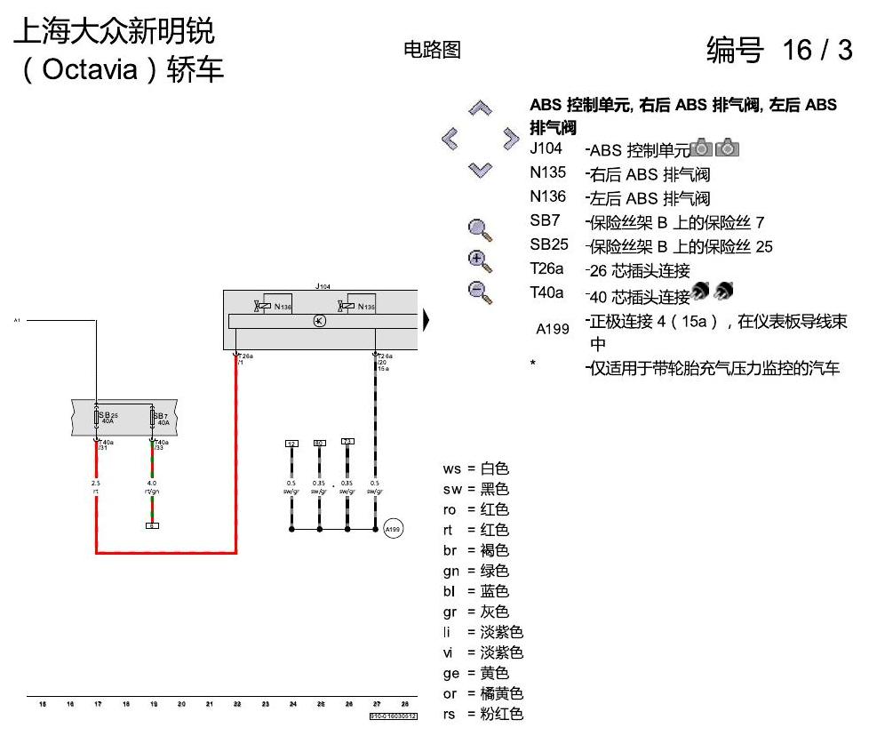 斯柯达明锐 防抱死制动系统(ABS) 电路图