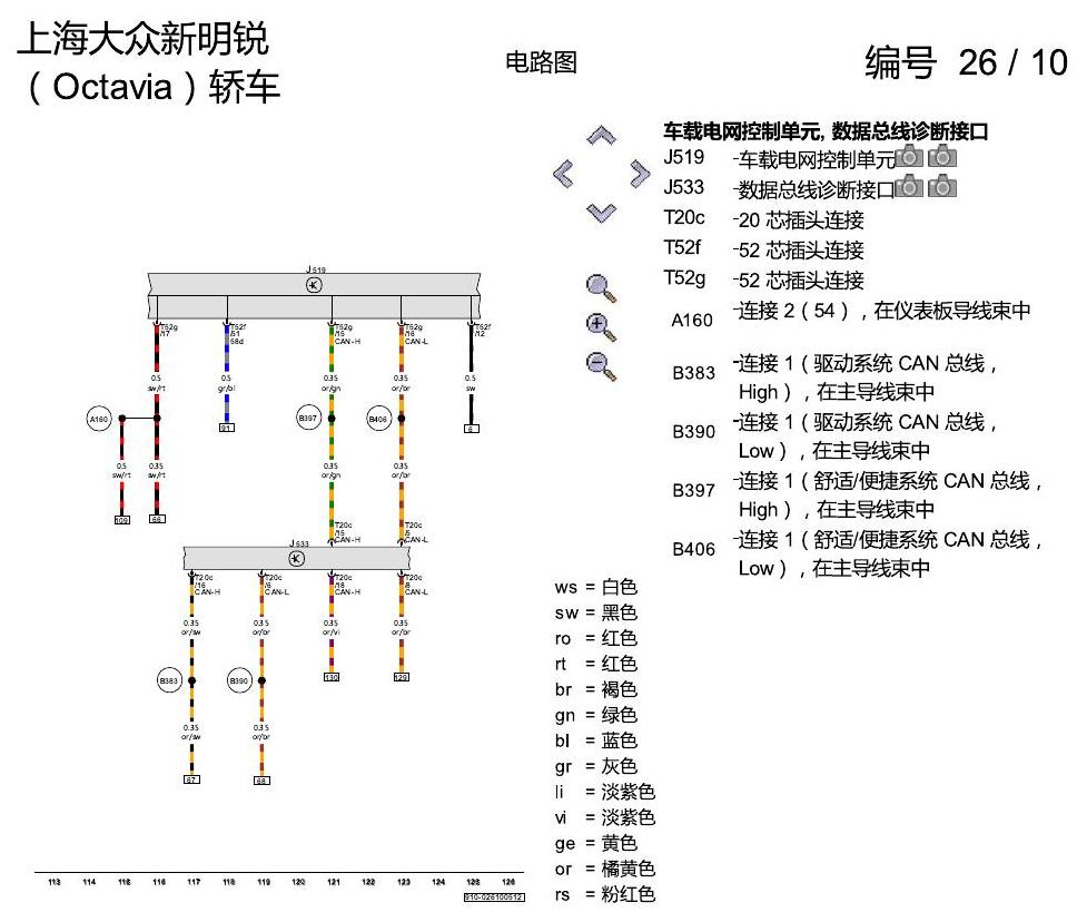 斯柯达明锐 防抱死制动系统(ABS)与电控行车稳定系统(ESP) 电路图