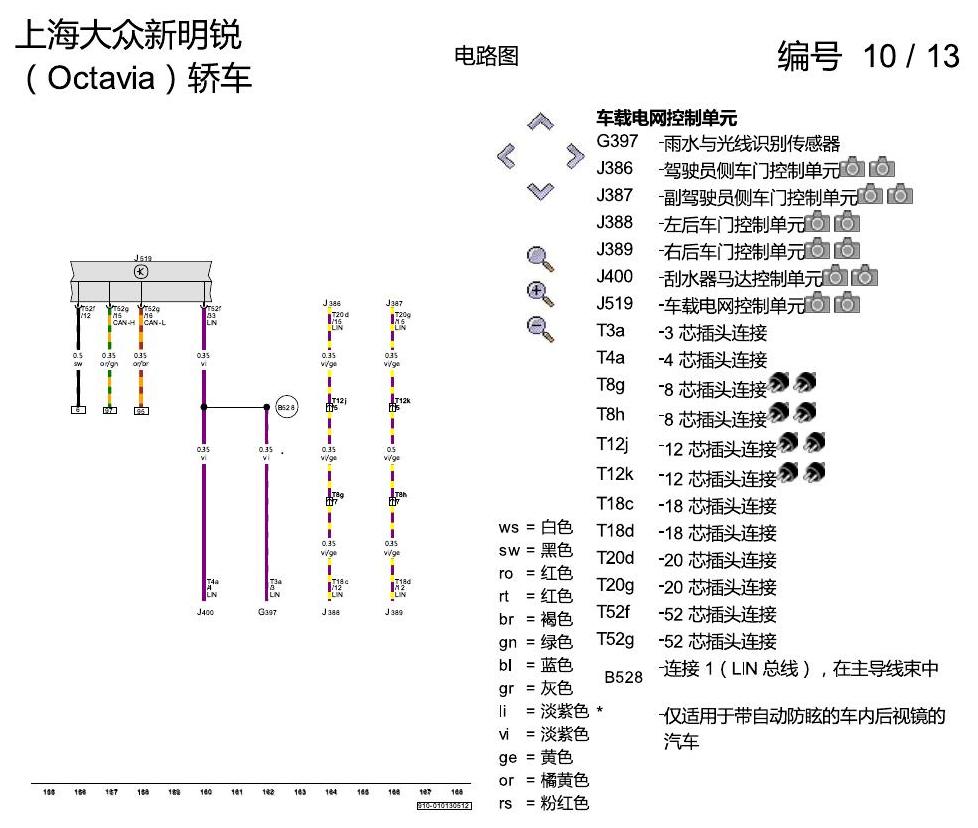 斯柯达明锐 驱动系统 CAN 总线联网,便捷系统和信息娱乐系统 电路图
