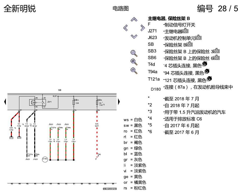 斯柯达明锐 MQB 保险丝配置 电路图