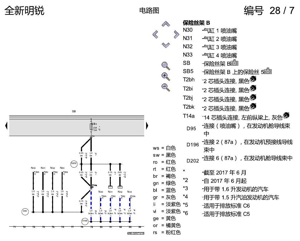 斯柯达明锐 MQB 保险丝配置 电路图