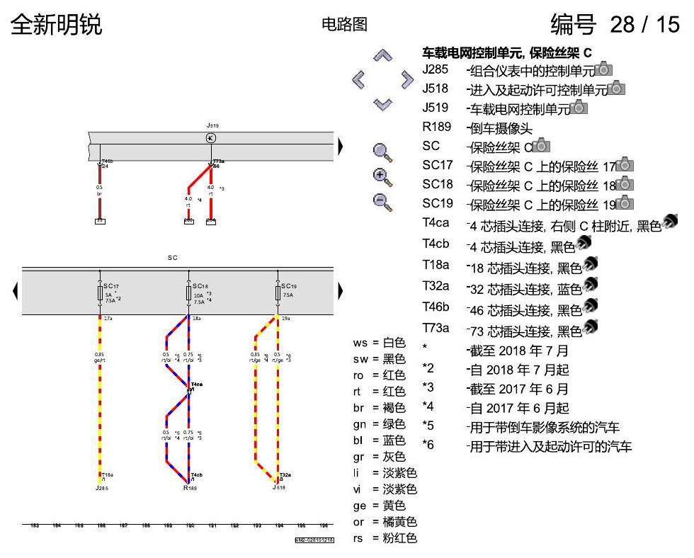 斯柯达明锐 MQB 保险丝配置 电路图