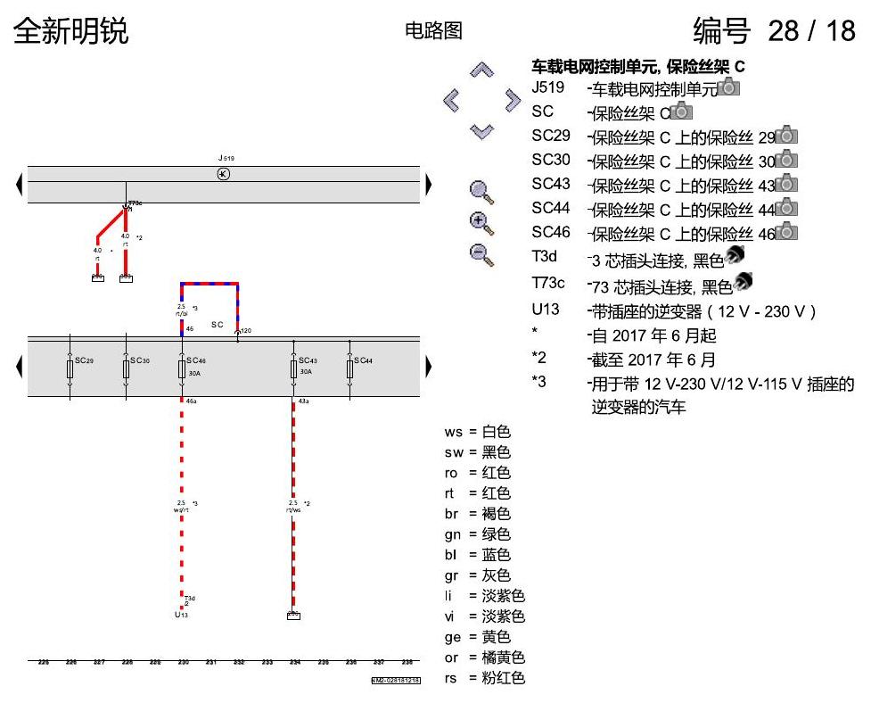 斯柯达明锐 MQB 保险丝配置 电路图