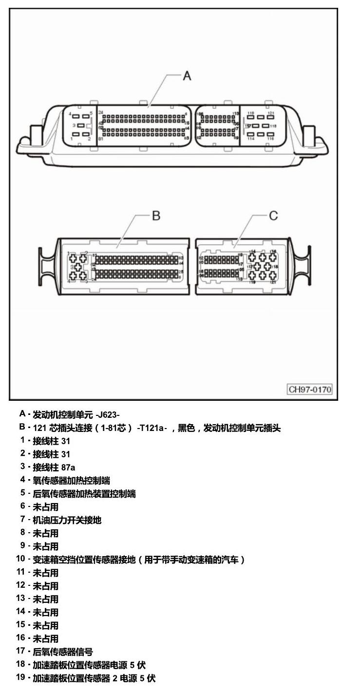 斯柯达明锐 MQB 安装位置 发动机舱内的控制器 电路图
