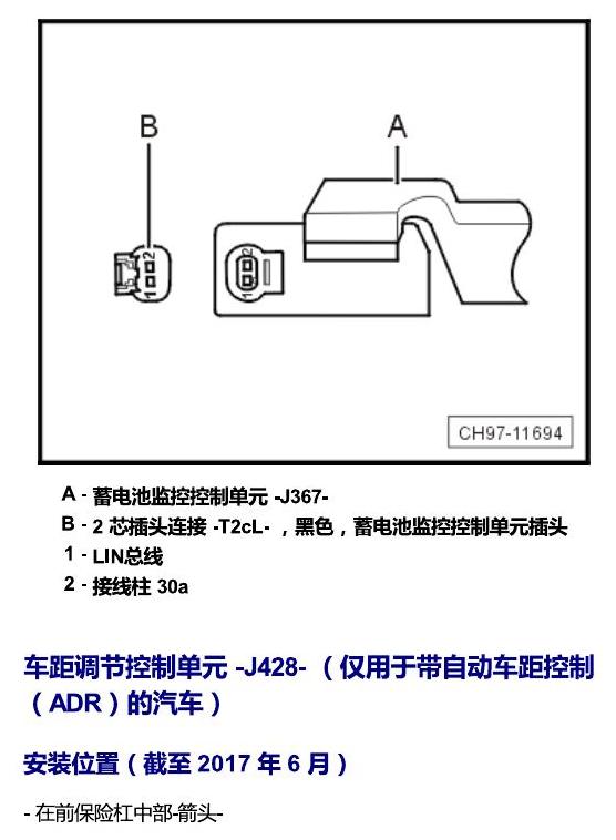 斯柯达明锐 MQB 安装位置 发动机舱内的控制器 电路图