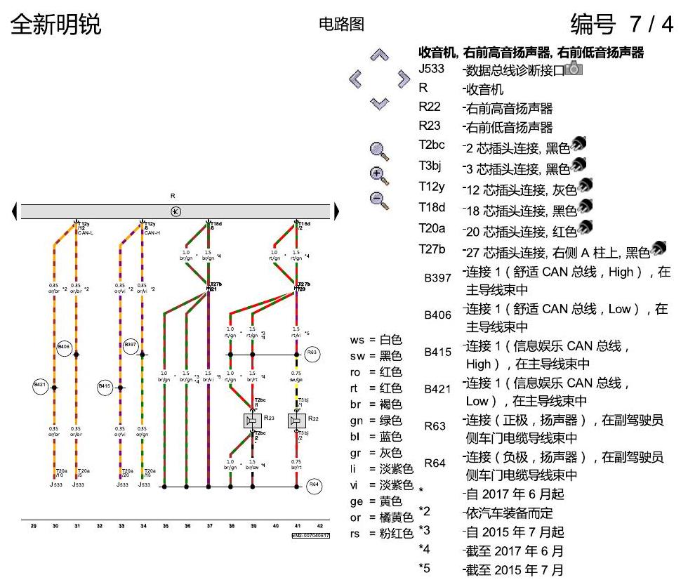 斯柯达明锐 MQB 收音机装置 电路图