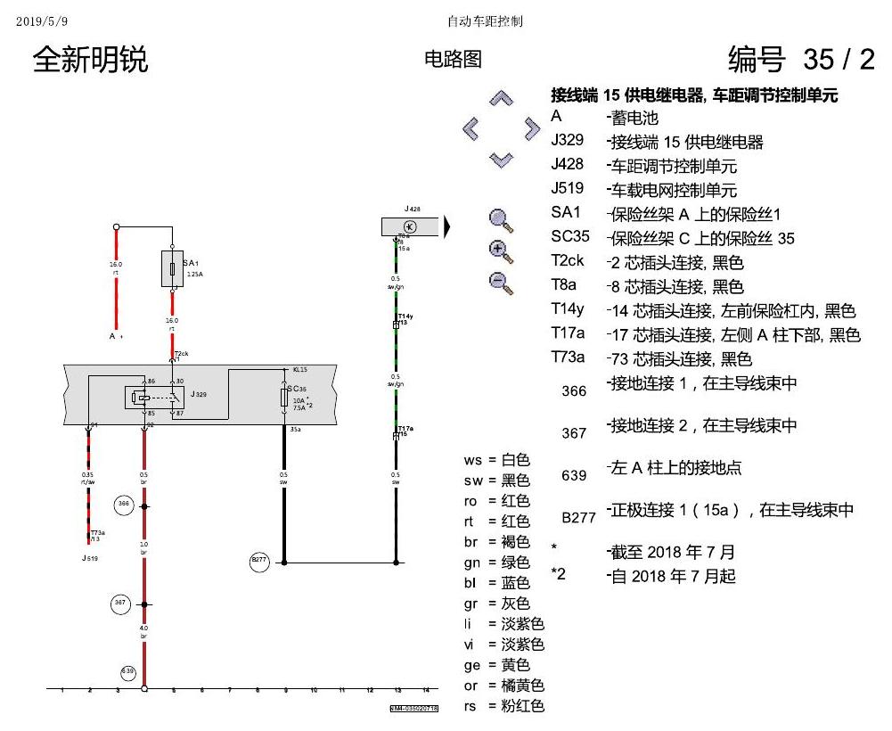 斯柯达明锐 MQB 自动车距控制 电路图