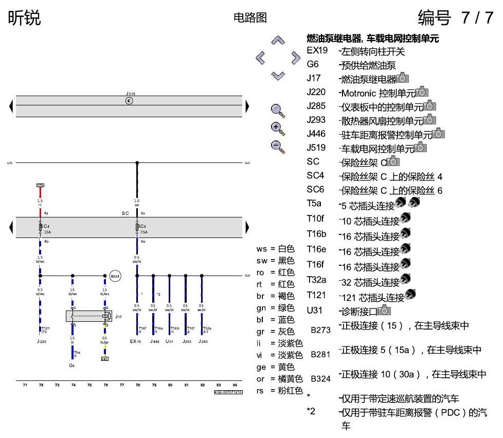 斯柯达昕锐 保险丝配置 电路图