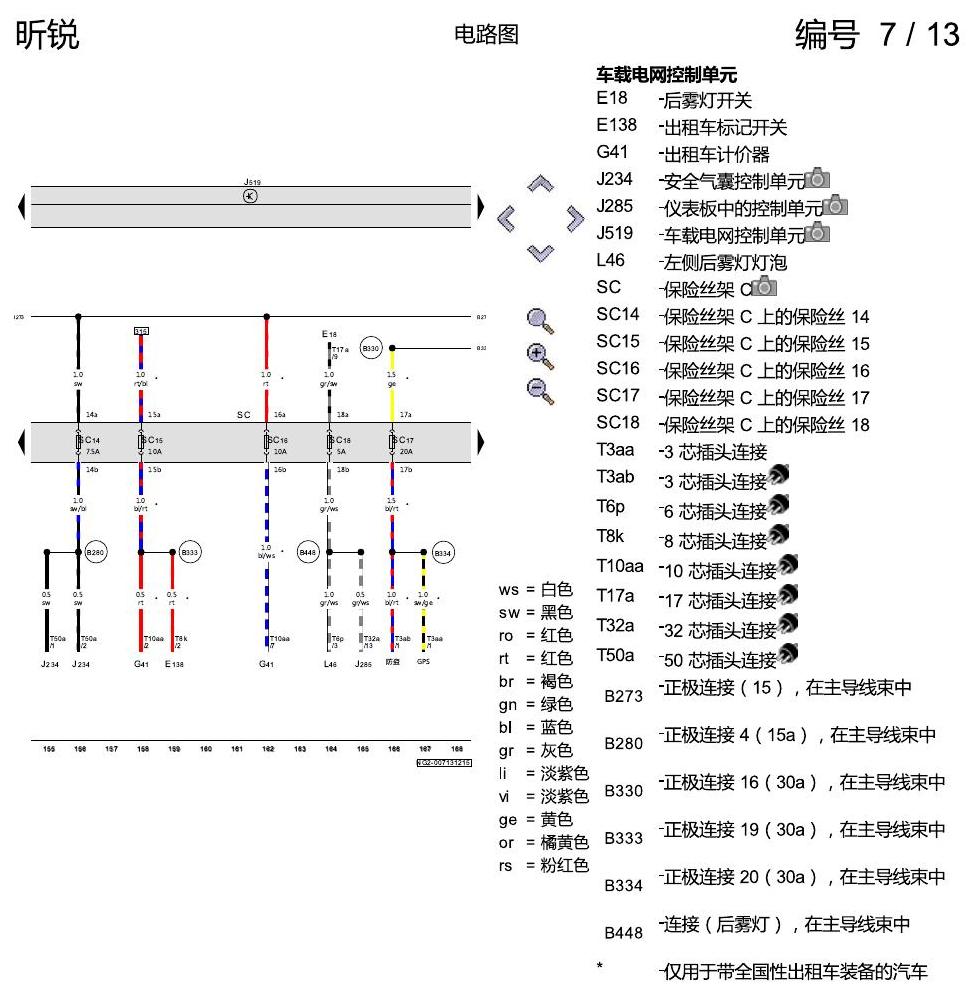 斯柯达昕锐 保险丝配置 电路图