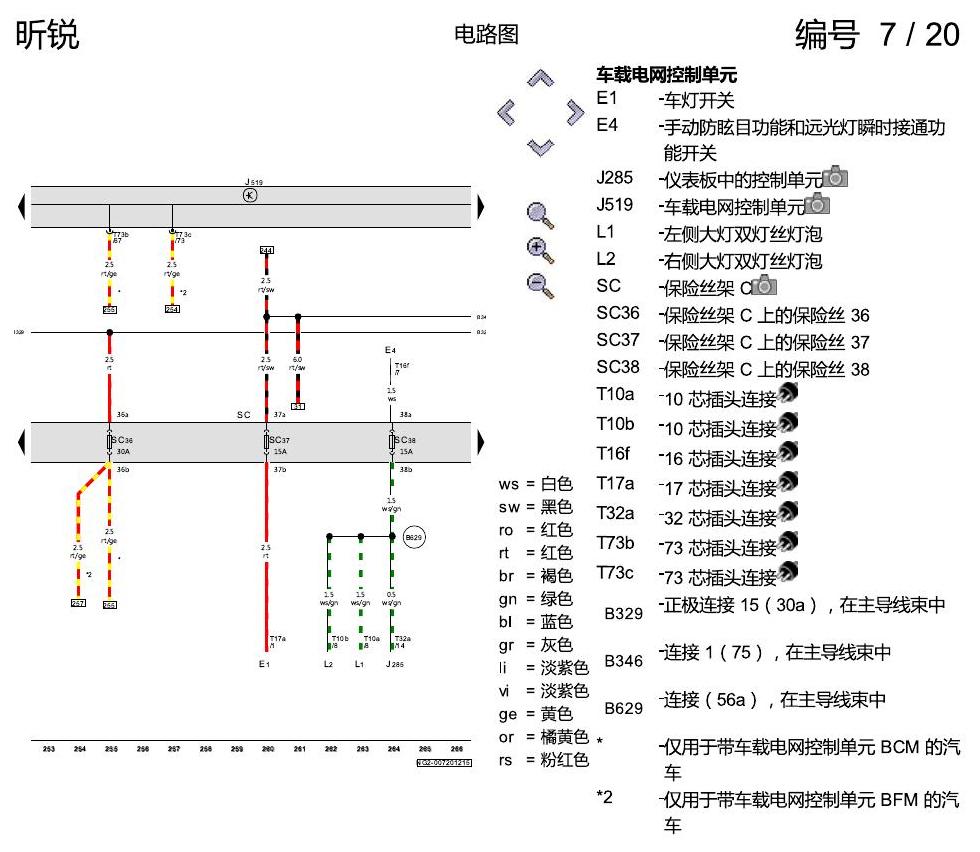 斯柯达昕锐 保险丝配置 电路图