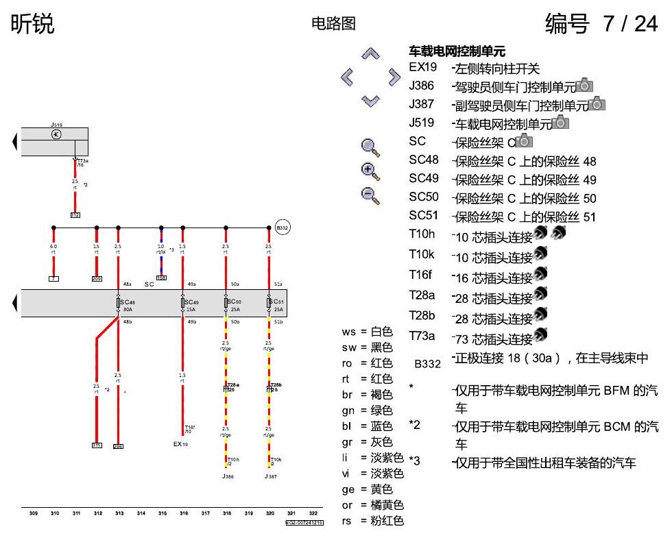 斯柯达昕锐 保险丝配置 电路图