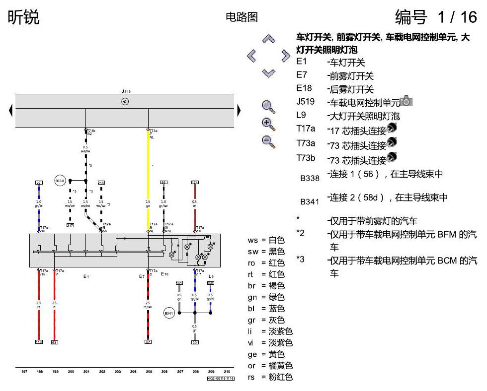 斯柯达昕锐 基本装备 电路图