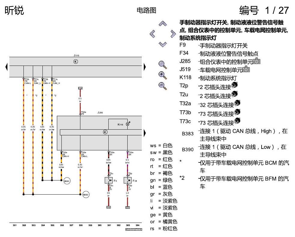 斯柯达昕锐 基本装备 电路图