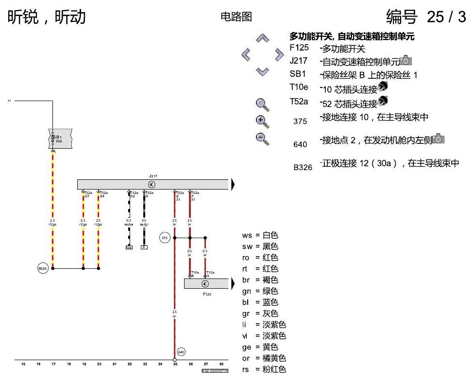 斯柯达昕锐 自动变速箱 2014 2 电路图