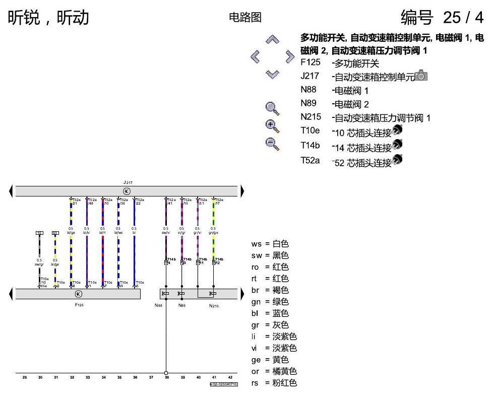 斯柯达昕锐 自动变速箱 2014 2 电路图