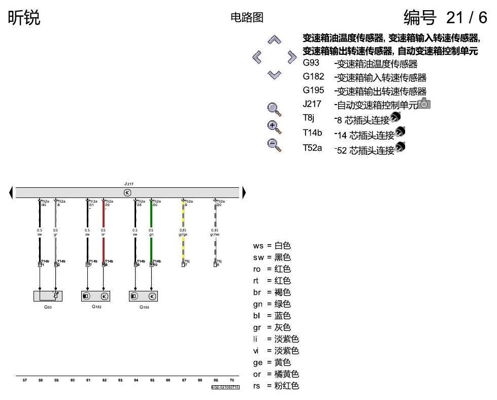 斯柯达昕锐 自动变速箱 2014 电路图