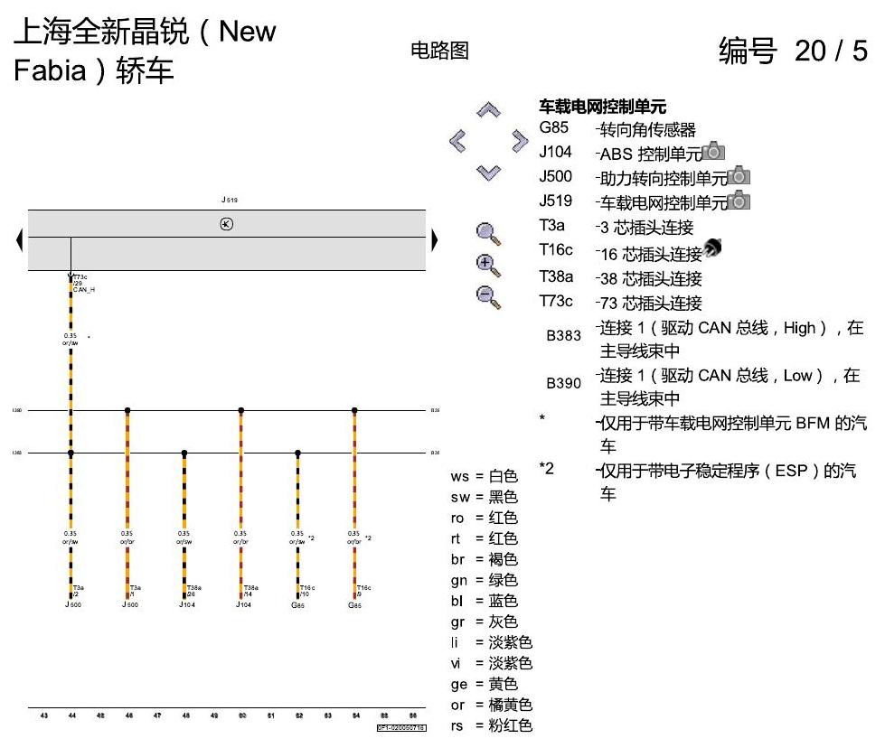 斯柯达晶锐 16后 CAN 和 LIN 总线联网、驱动 CAN、诊断 CAN、组合仪表 CAN、舒适 CAN 电路图