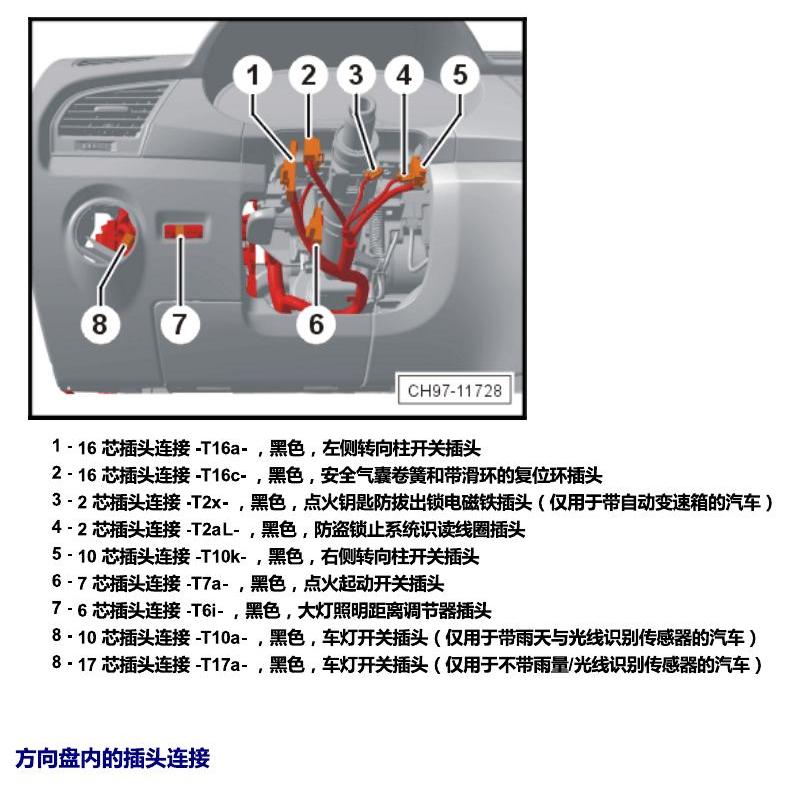 斯柯达晶锐 16后 安装位置 插头 电路图