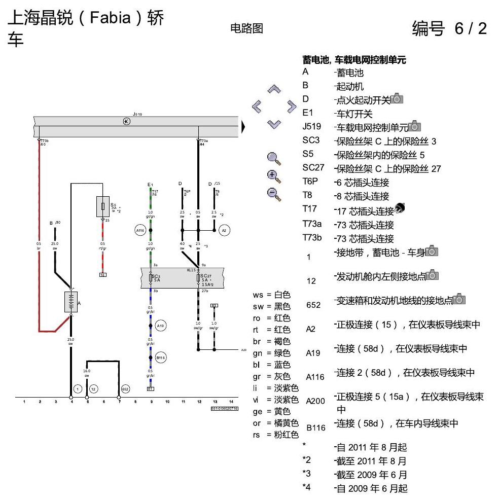 斯柯达晶锐16前 6 挡自动变速箱 电路图