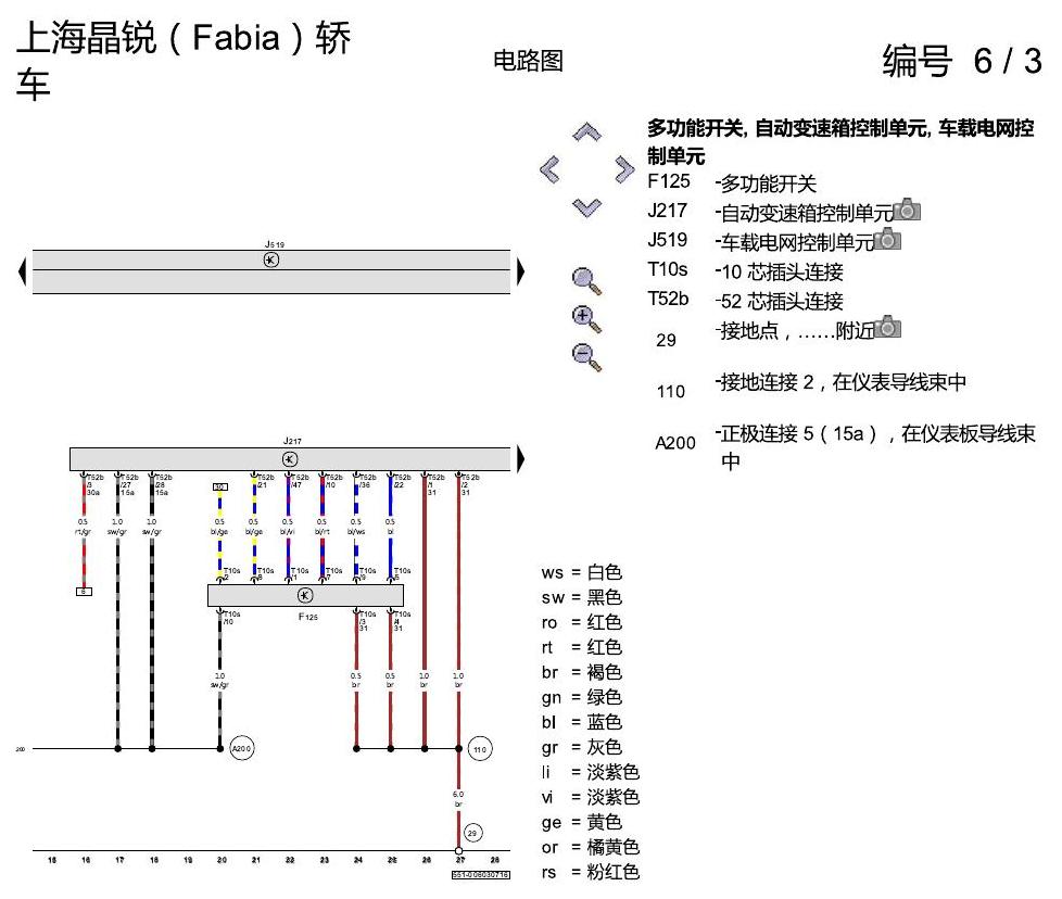 斯柯达晶锐16前 6 挡自动变速箱 电路图
