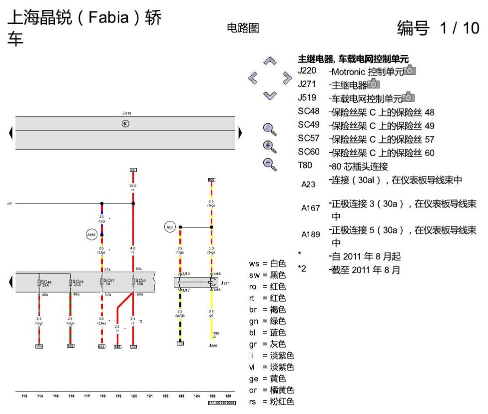 斯柯达晶锐16前 基本装备 电路图