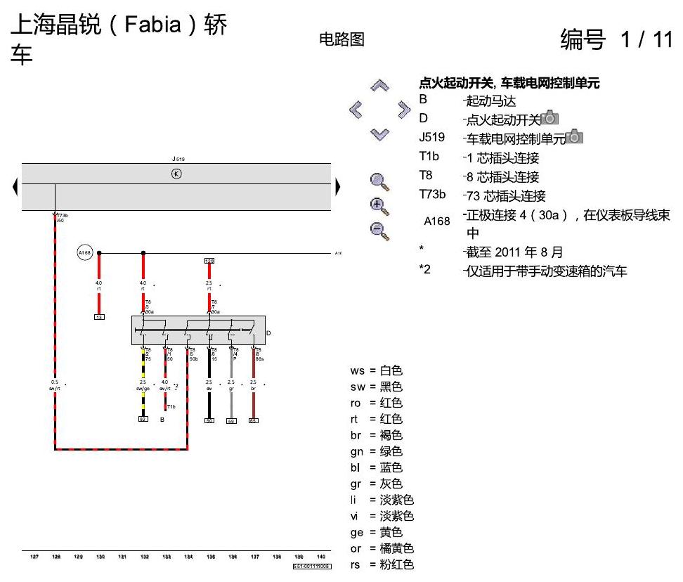 斯柯达晶锐16前 基本装备 电路图