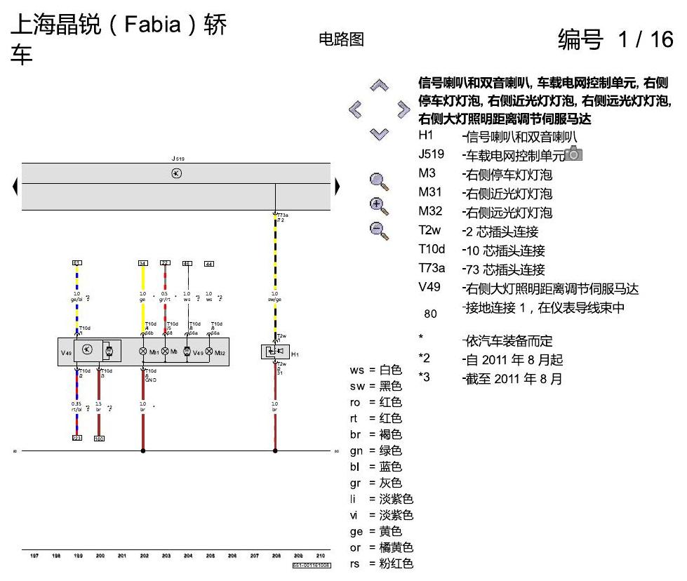 斯柯达晶锐16前 基本装备 电路图