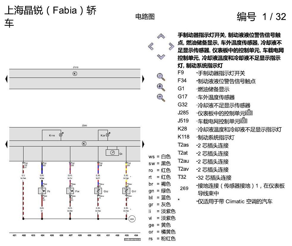 斯柯达晶锐16前 基本装备 电路图