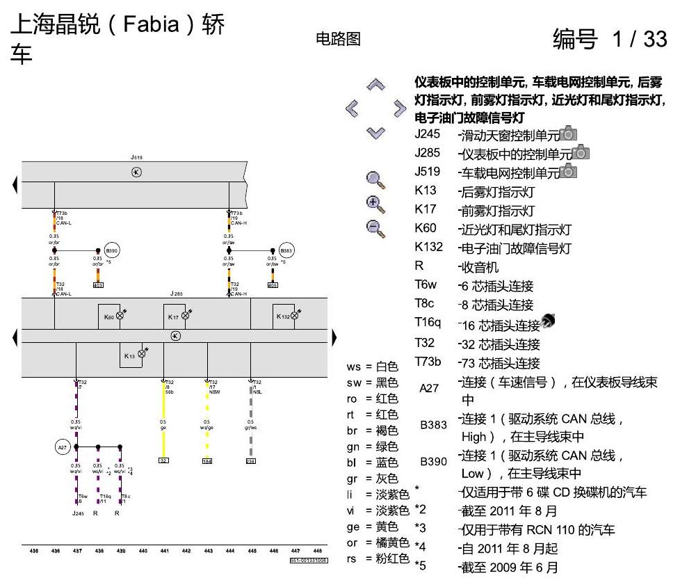 斯柯达晶锐16前 基本装备 电路图