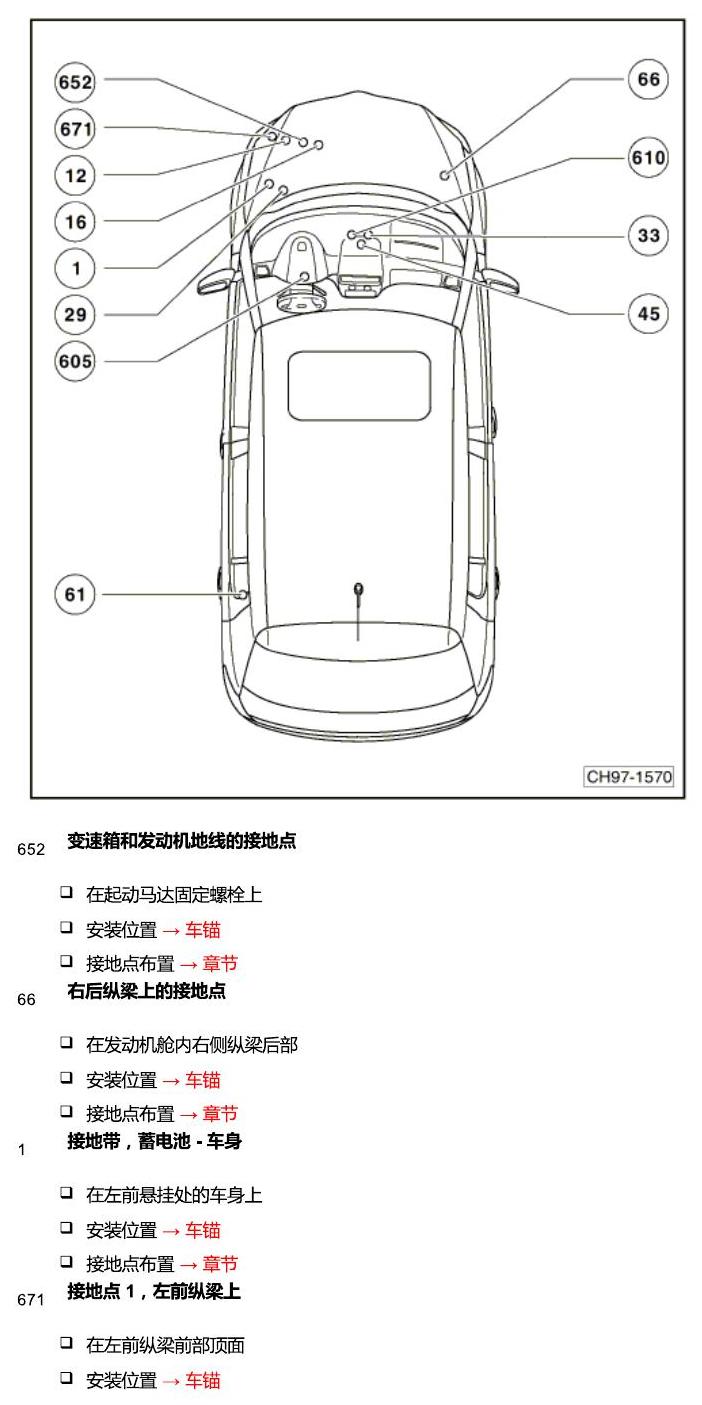 斯柯达晶锐16前 安装位置 接地点 电路图
