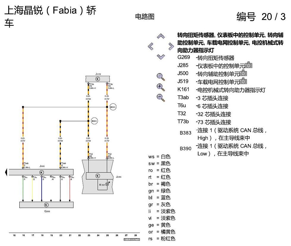 斯柯达晶锐16前 电控机械式转向助力器 电路图