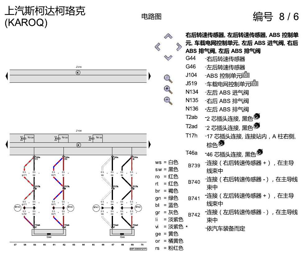 斯柯达柯珞克 ABS 8T3 电路图