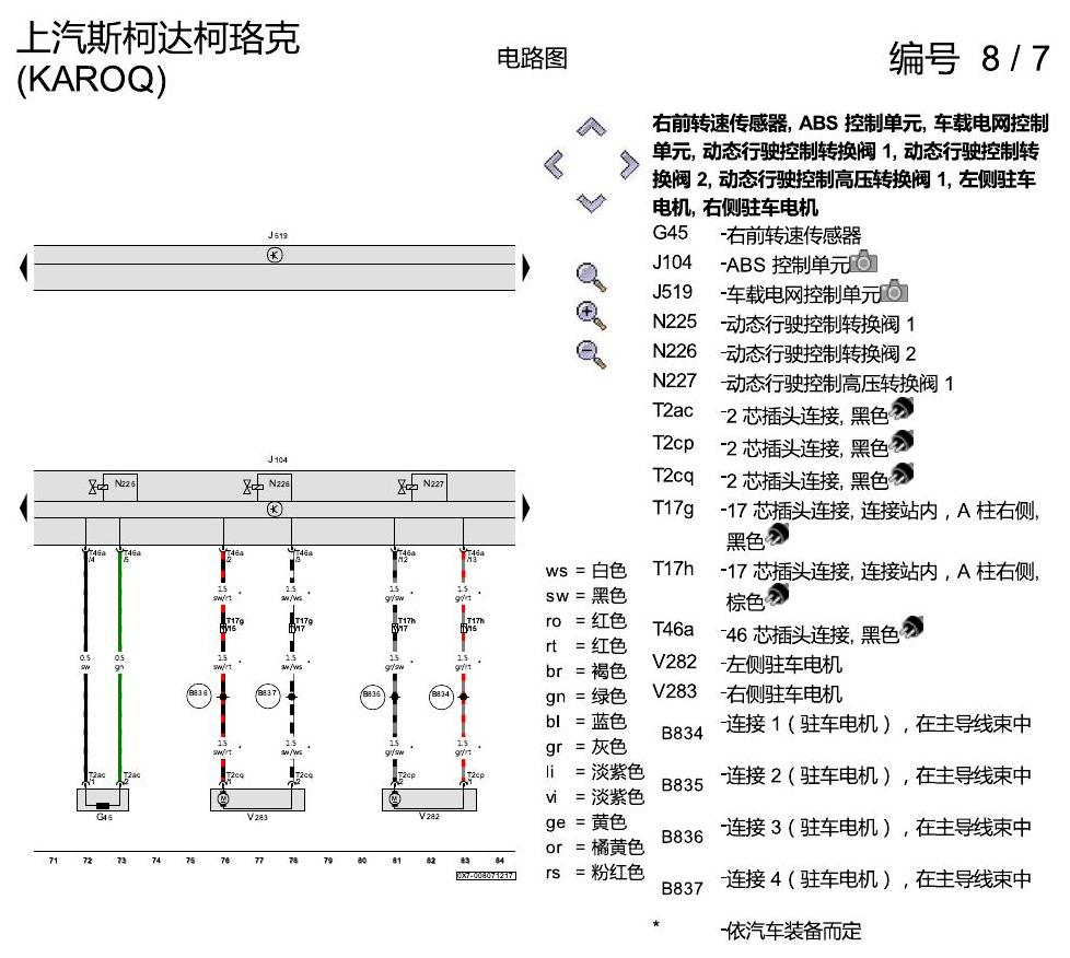 斯柯达柯珞克 ABS 8T3 电路图
