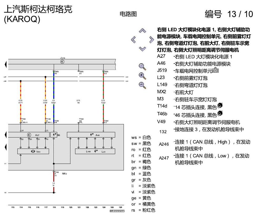 斯柯达柯珞克 LED 大灯 电路图