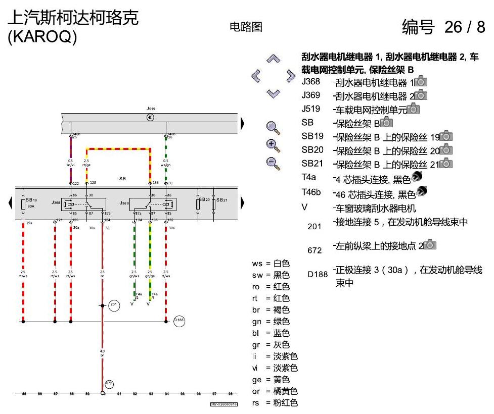 斯柯达柯珞克 保险丝配置 电路图