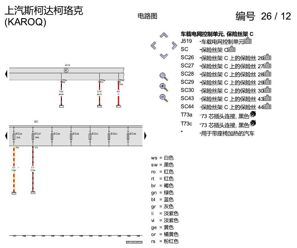 斯柯达柯珞克 保险丝配置 电路图