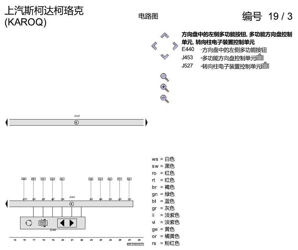 斯柯达柯珞克 多功能方向盘 电路图