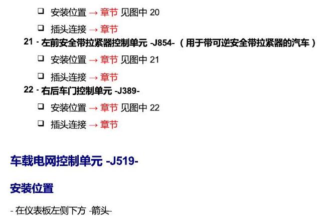 斯柯达柯珞克 汽车中部的控制单元 电路图