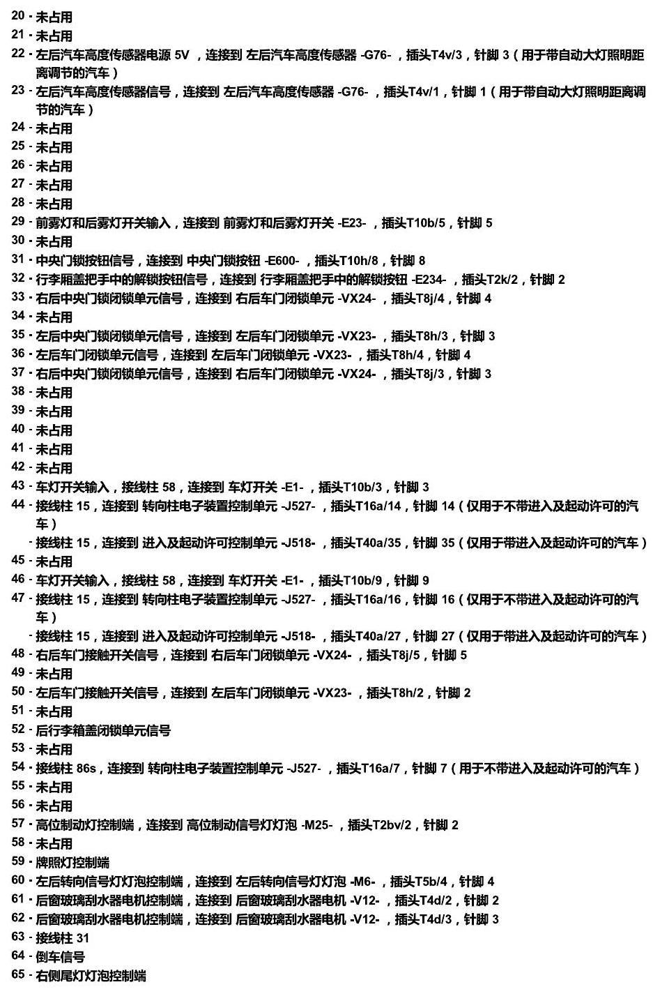 斯柯达柯珞克 汽车中部的控制单元 电路图