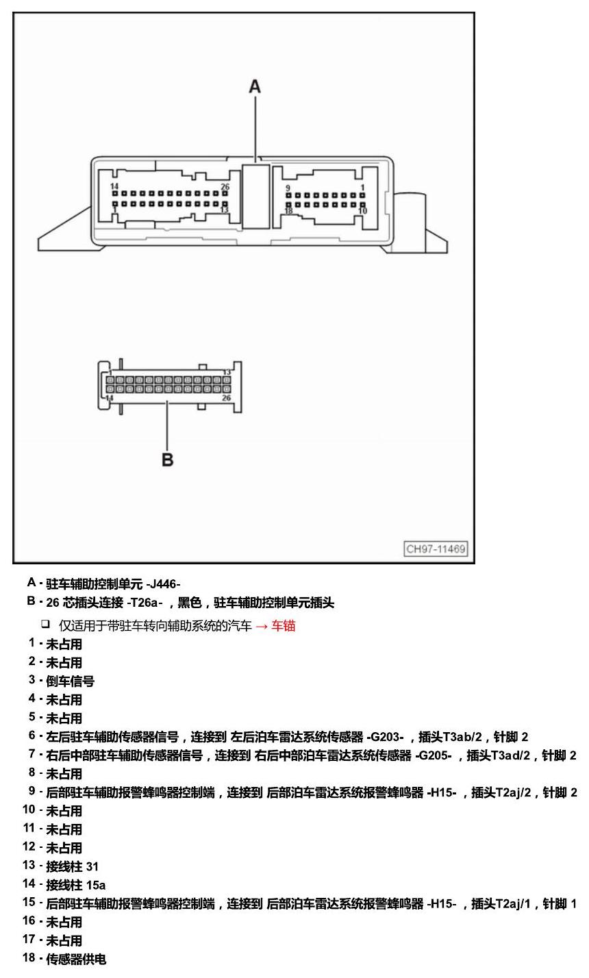 斯柯达柯珞克 汽车中部的控制单元 电路图