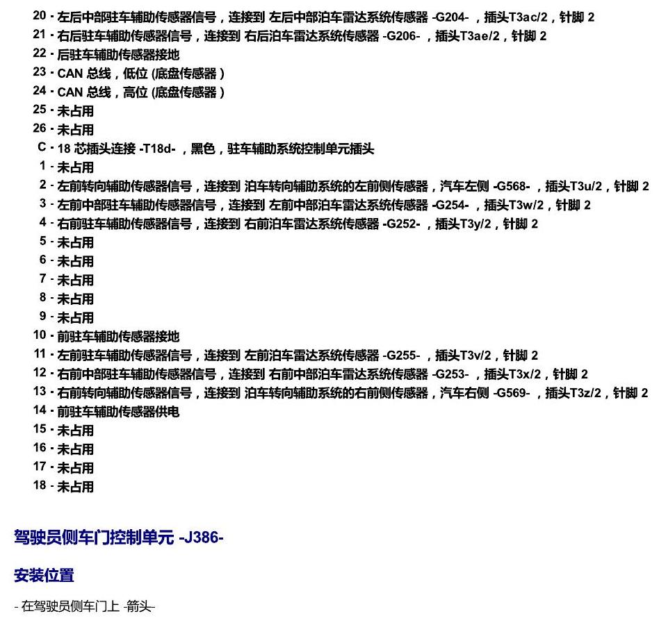 斯柯达柯珞克 汽车中部的控制单元 电路图