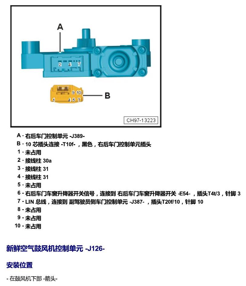 斯柯达柯珞克 汽车中部的控制单元 电路图