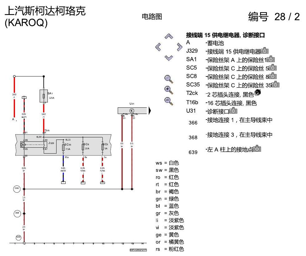 斯柯达柯珞克 数据总线联网 电路图
