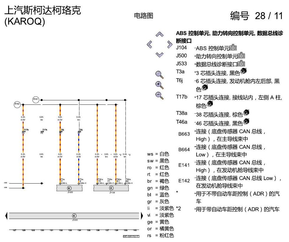 斯柯达柯珞克 数据总线联网 电路图